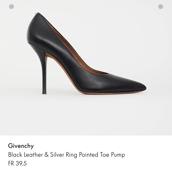 Givenchy - Black Leather & Silver Ring Pointed Toe Pump - Picture 6 of 7